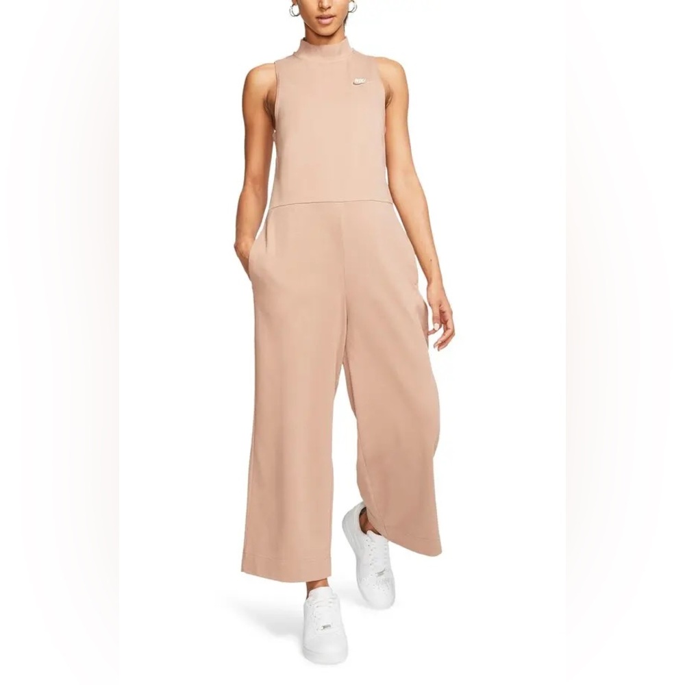 Nike Sportswear Crop Jersey Women's Sz Small Tan Jumpsuit Dessert Dust‎